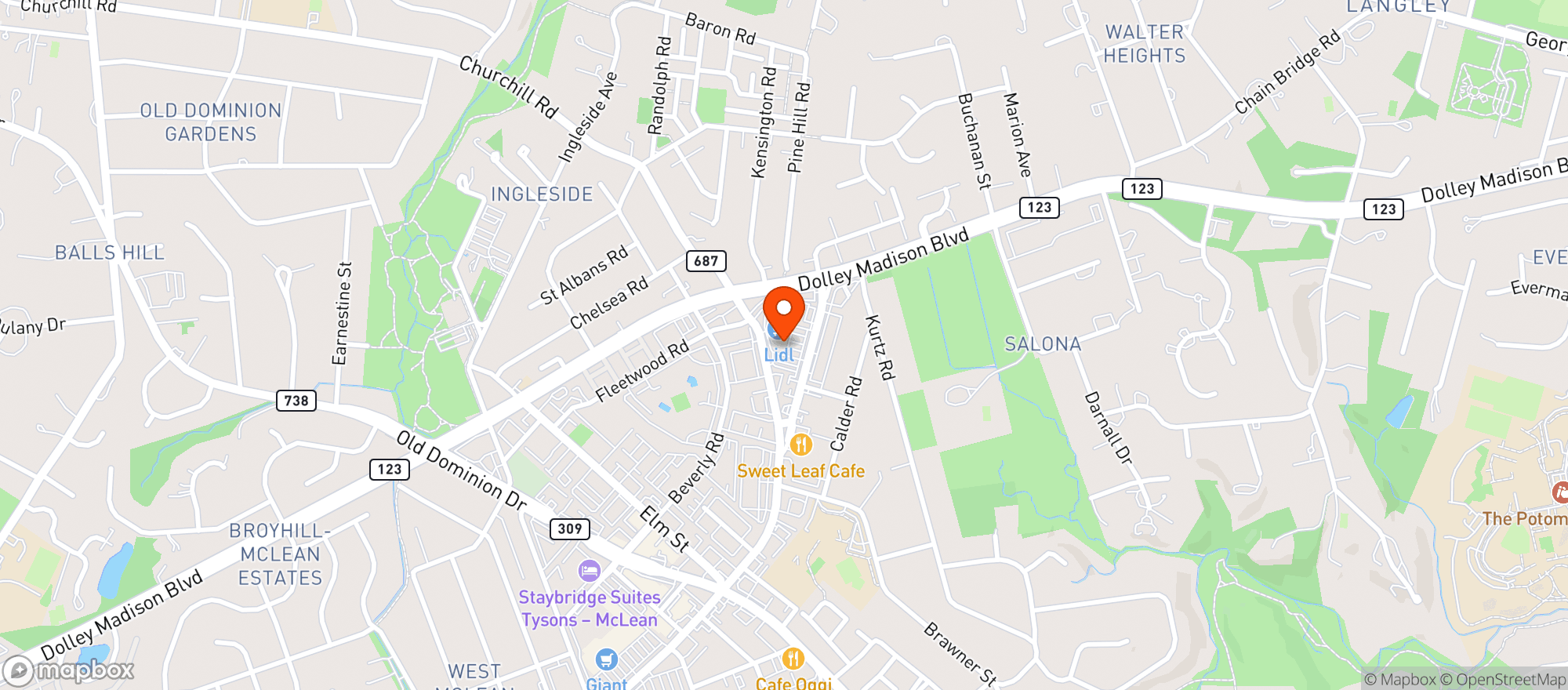 Map showing Matchbox American Kitchen