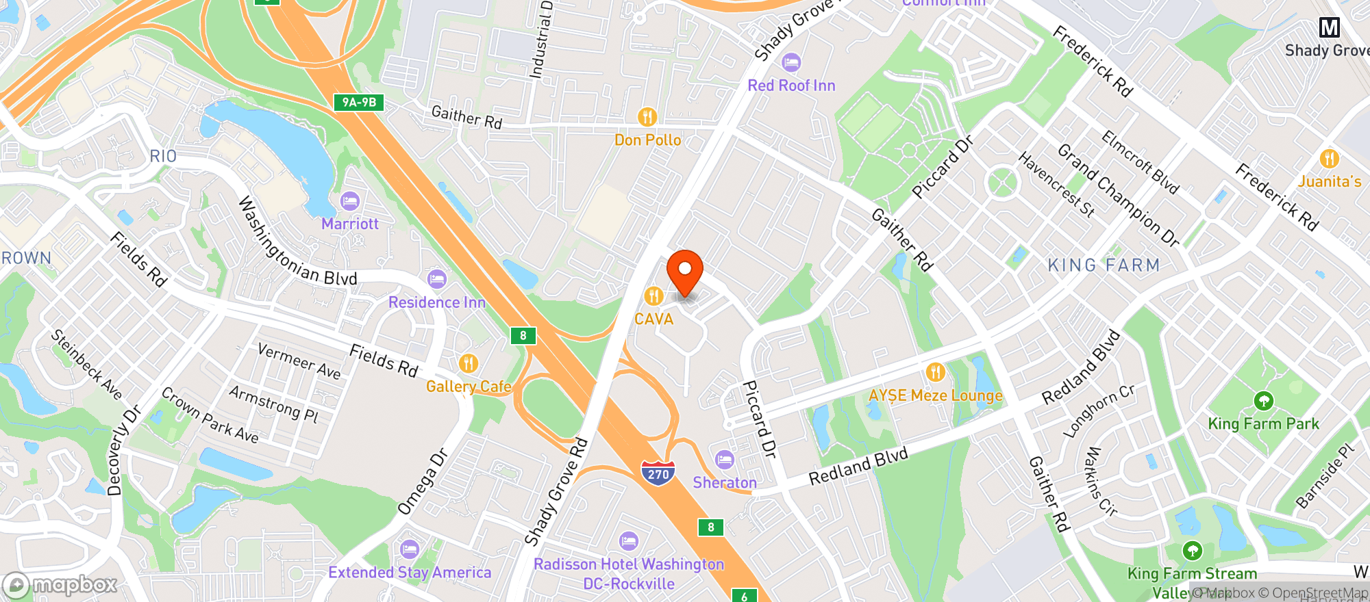 Map showing MOM's Organic Market - Gaithersburg