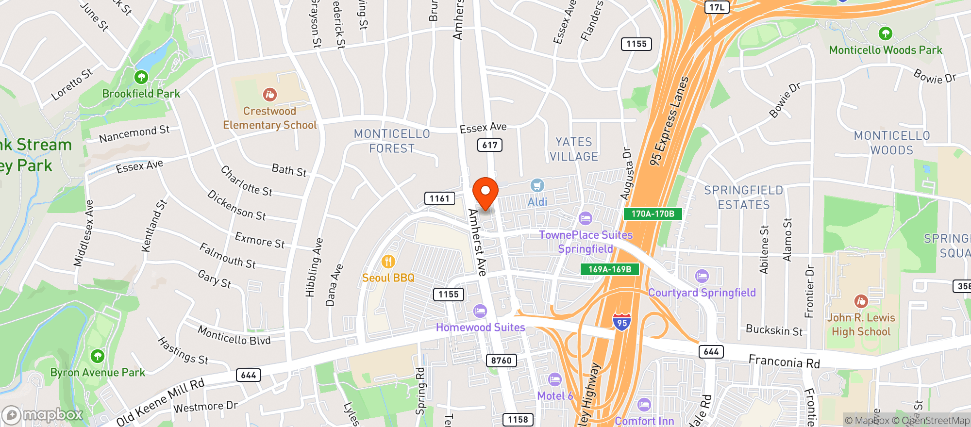 Map showing Mikes American Grill