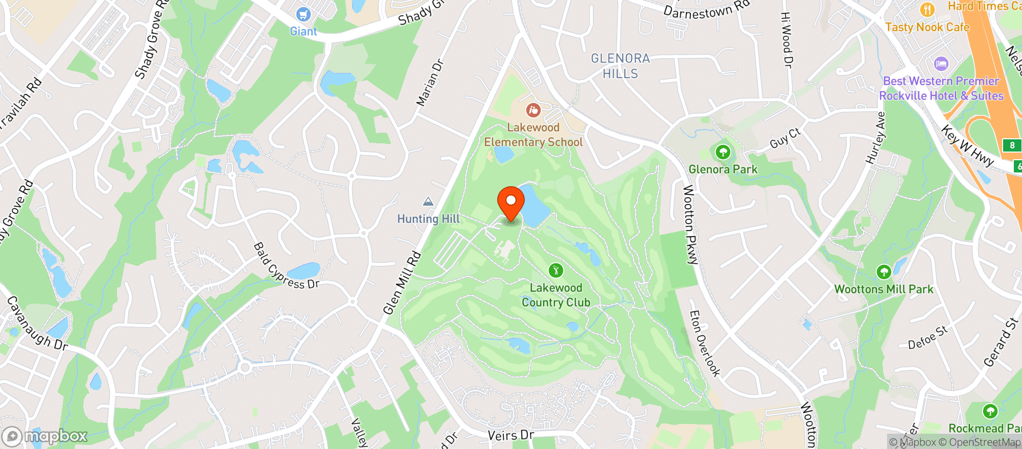 Map showing Lakewood Country Club