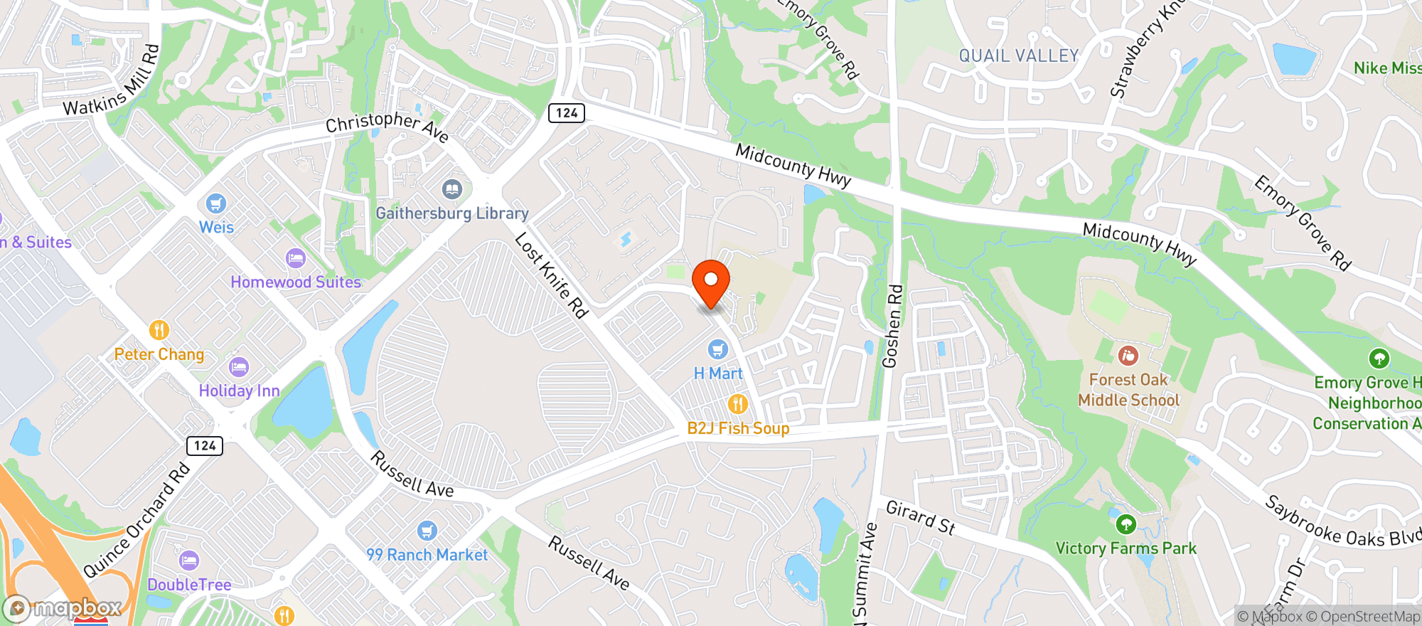 Map showing Montgomery Village Beer & Wine