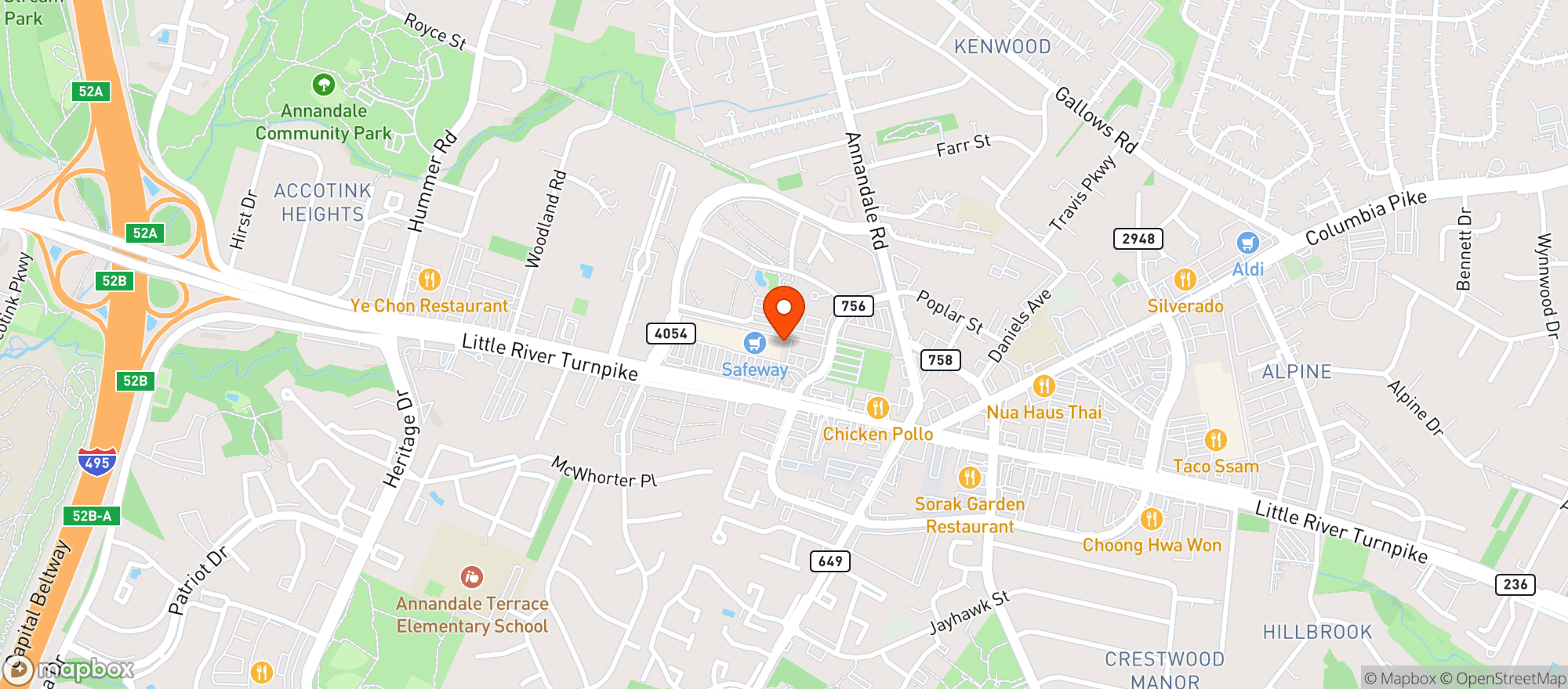 Map showing Safeway Store 1588 #1853