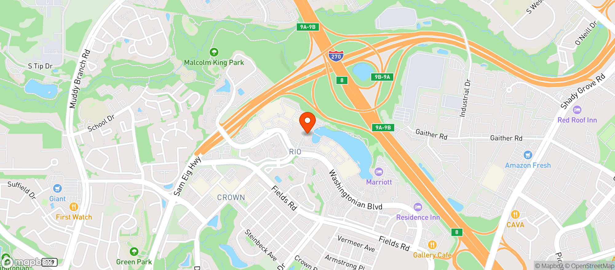 Map showing True Food Kitchen