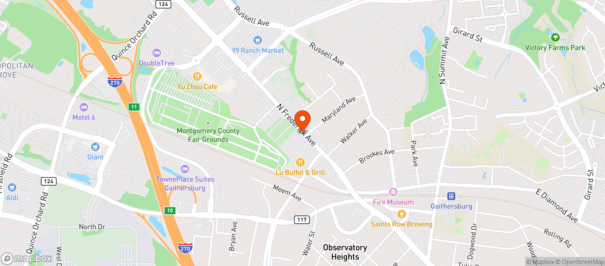 Map showing Gaitherstowne Beer & Wine