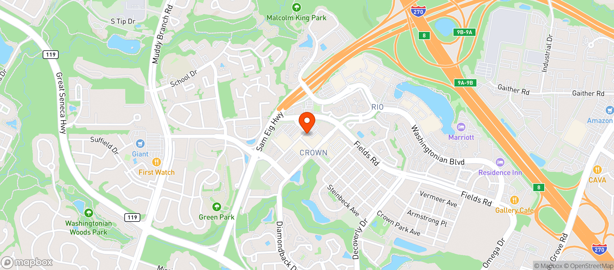 Map showing Downtown Crown Wine & Beer