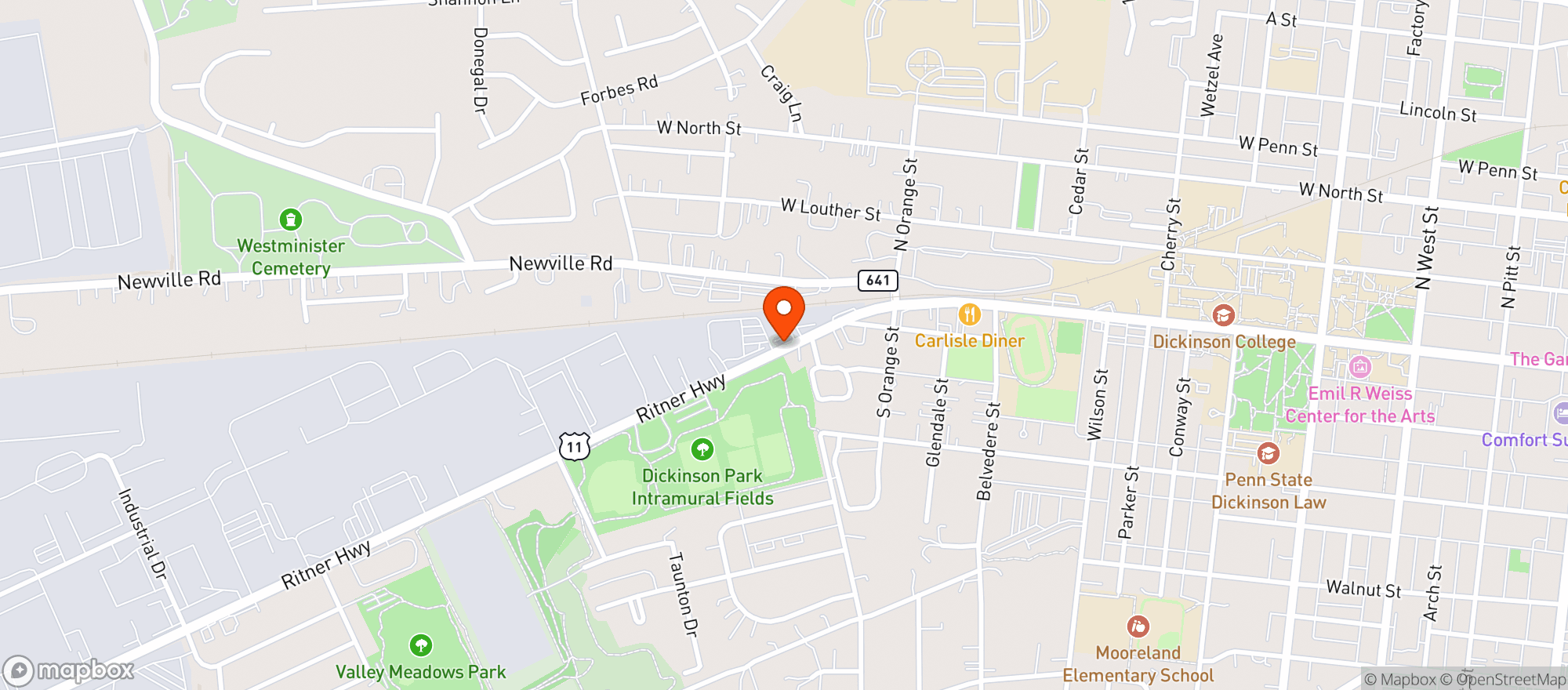 Map showing Bev Express