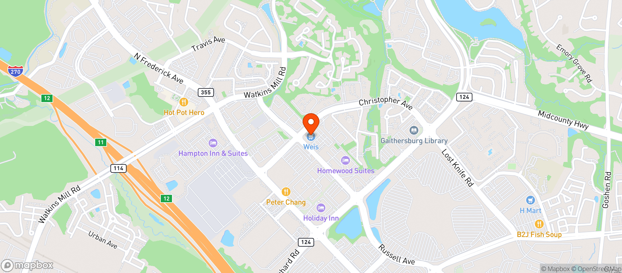 Map showing Weis Markets #289