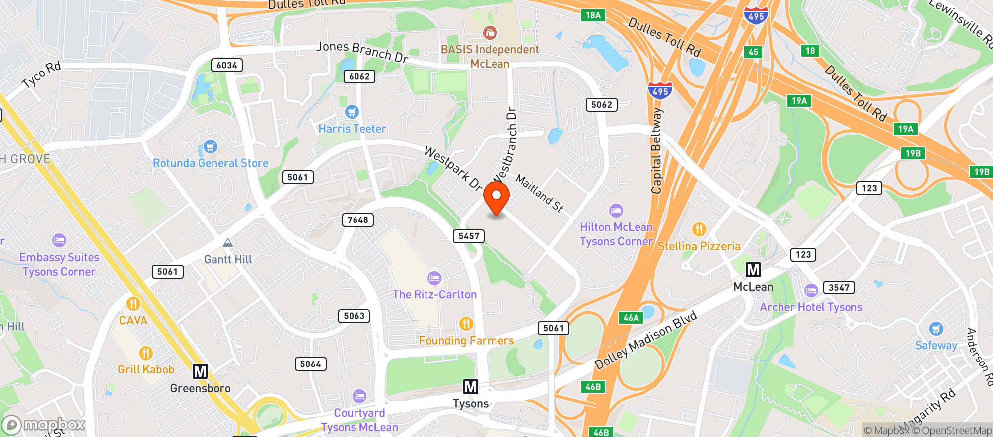 Map showing The Mather Tysons