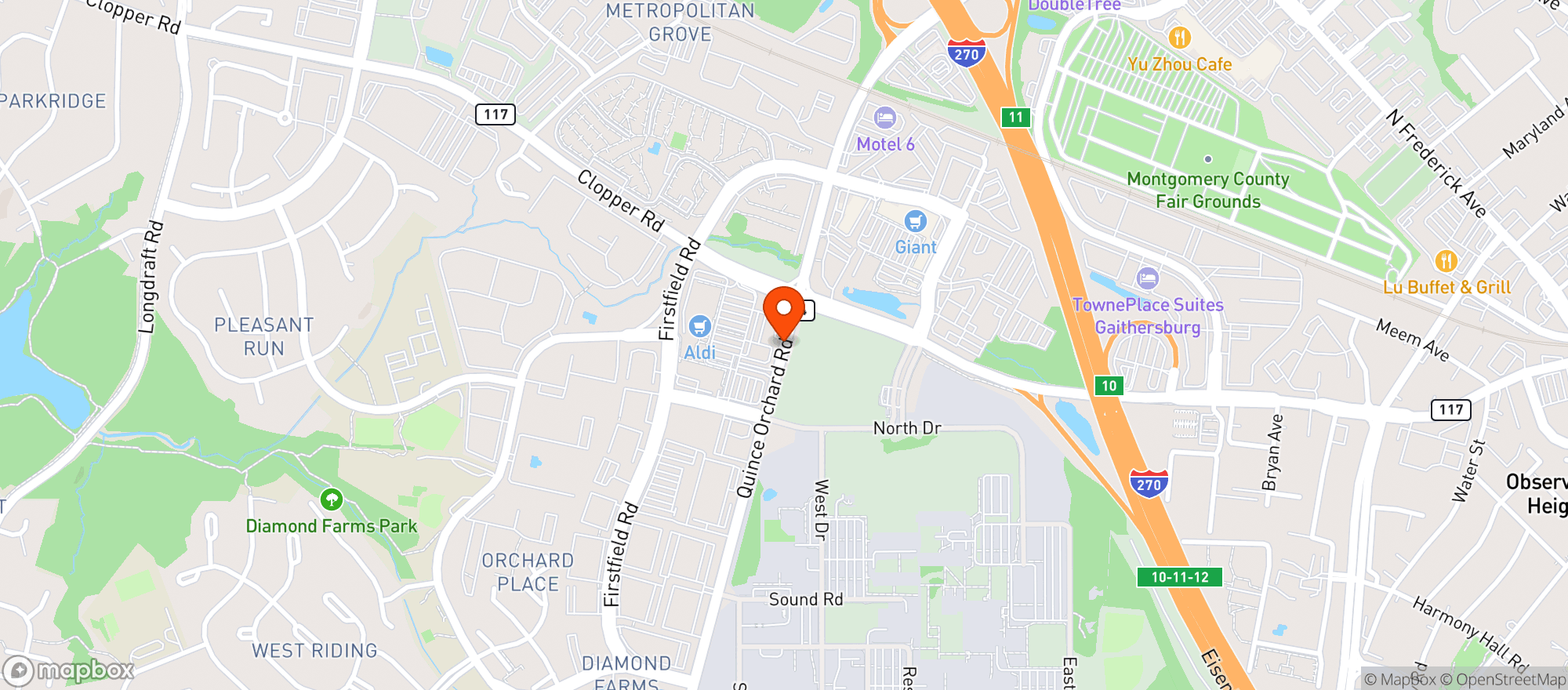 Map showing Quincys Bar & Grill