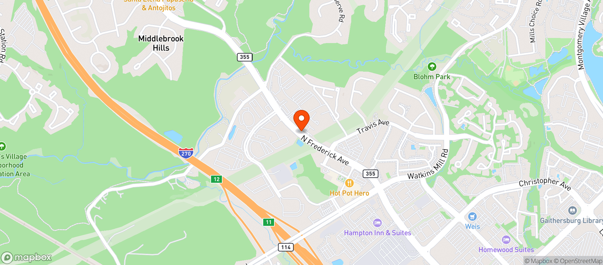 Map showing La Villa Restaurant
