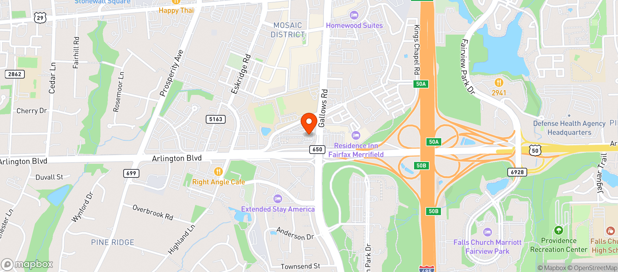 Map showing Sweetwater Tavern