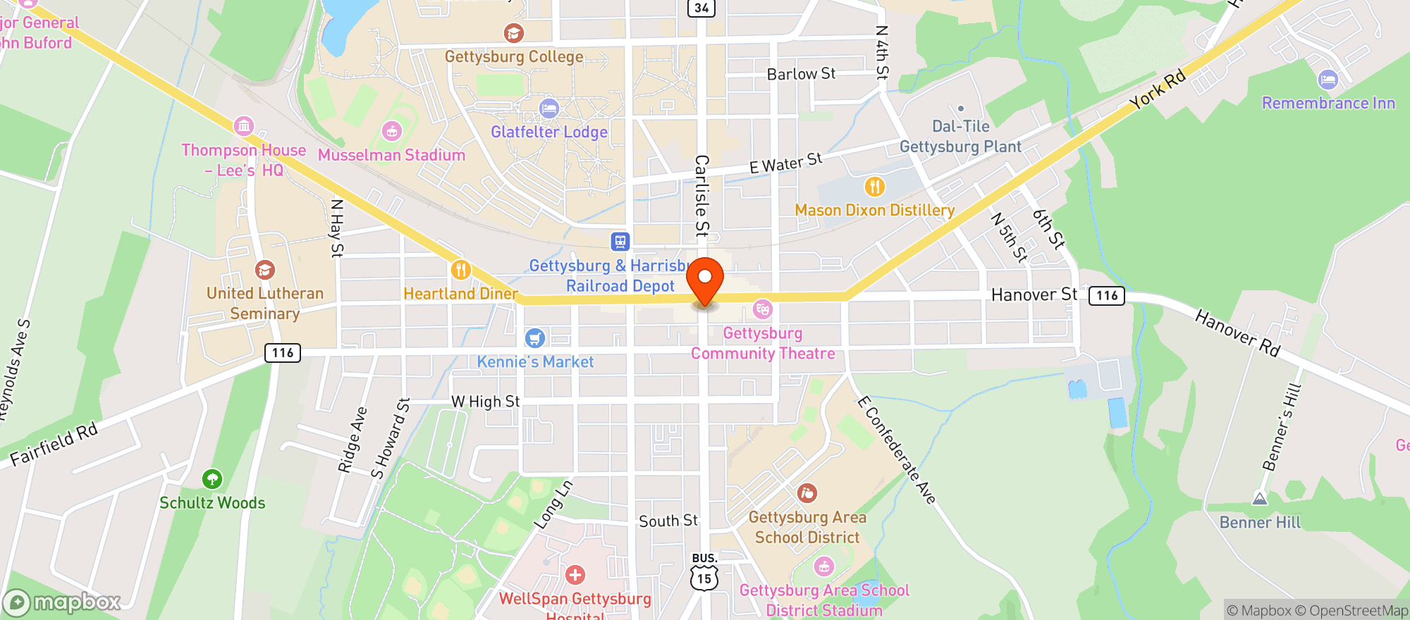 Map showing Blue & Gray Bar & Grill