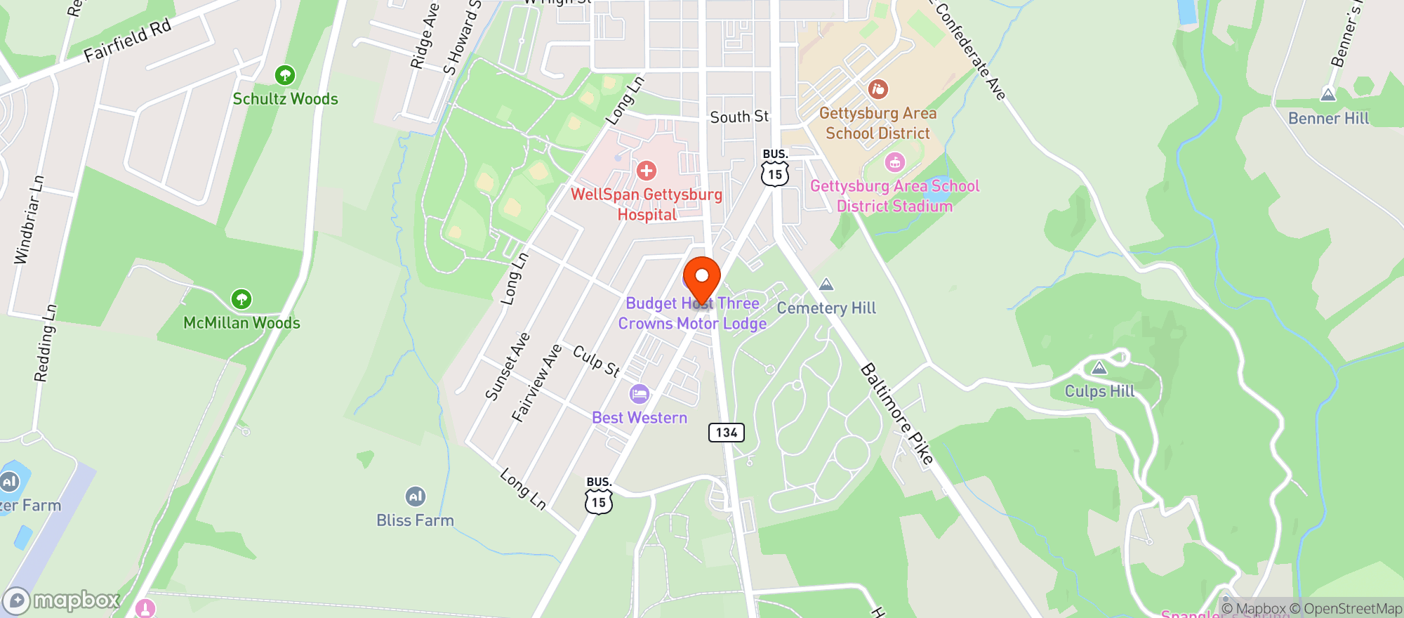 Map showing Gettysburg Eddies