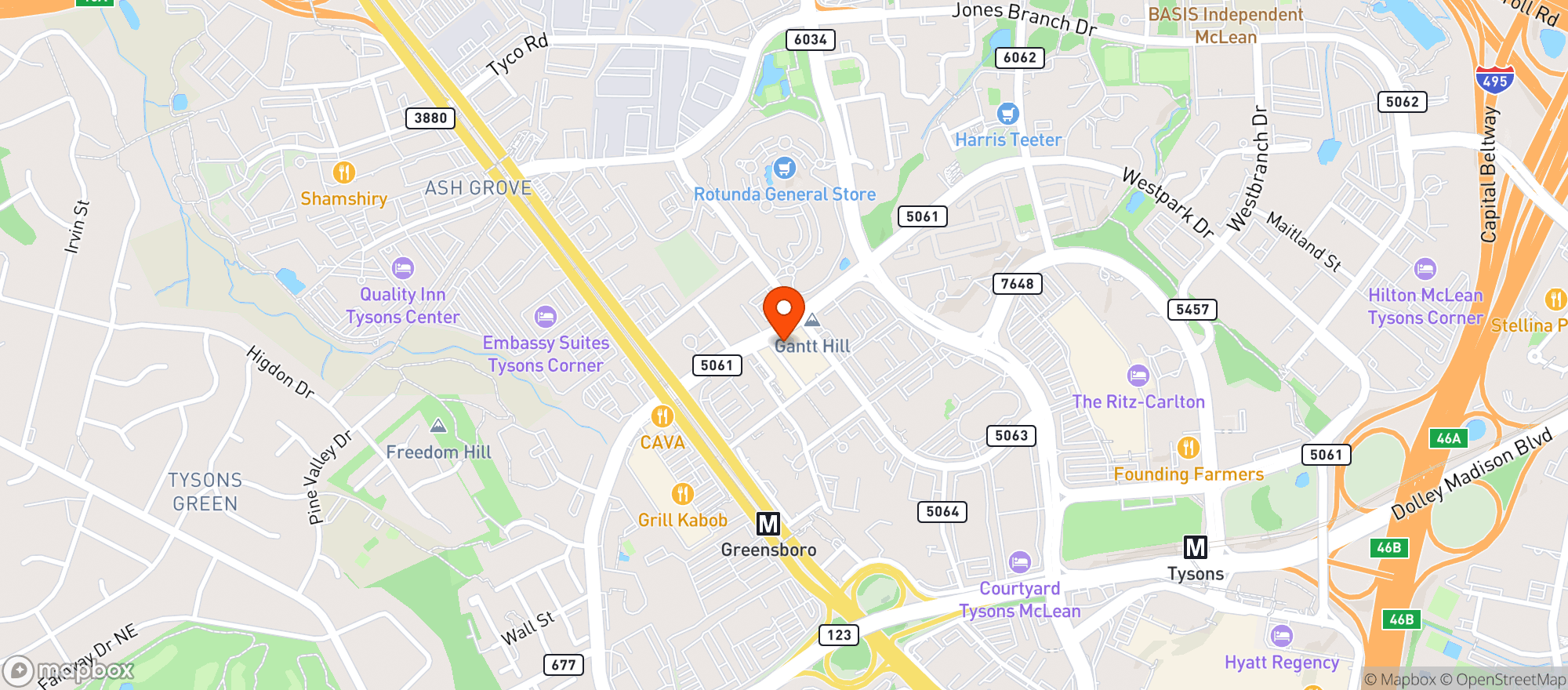 Map showing Whole Foods - Tyson's Corner