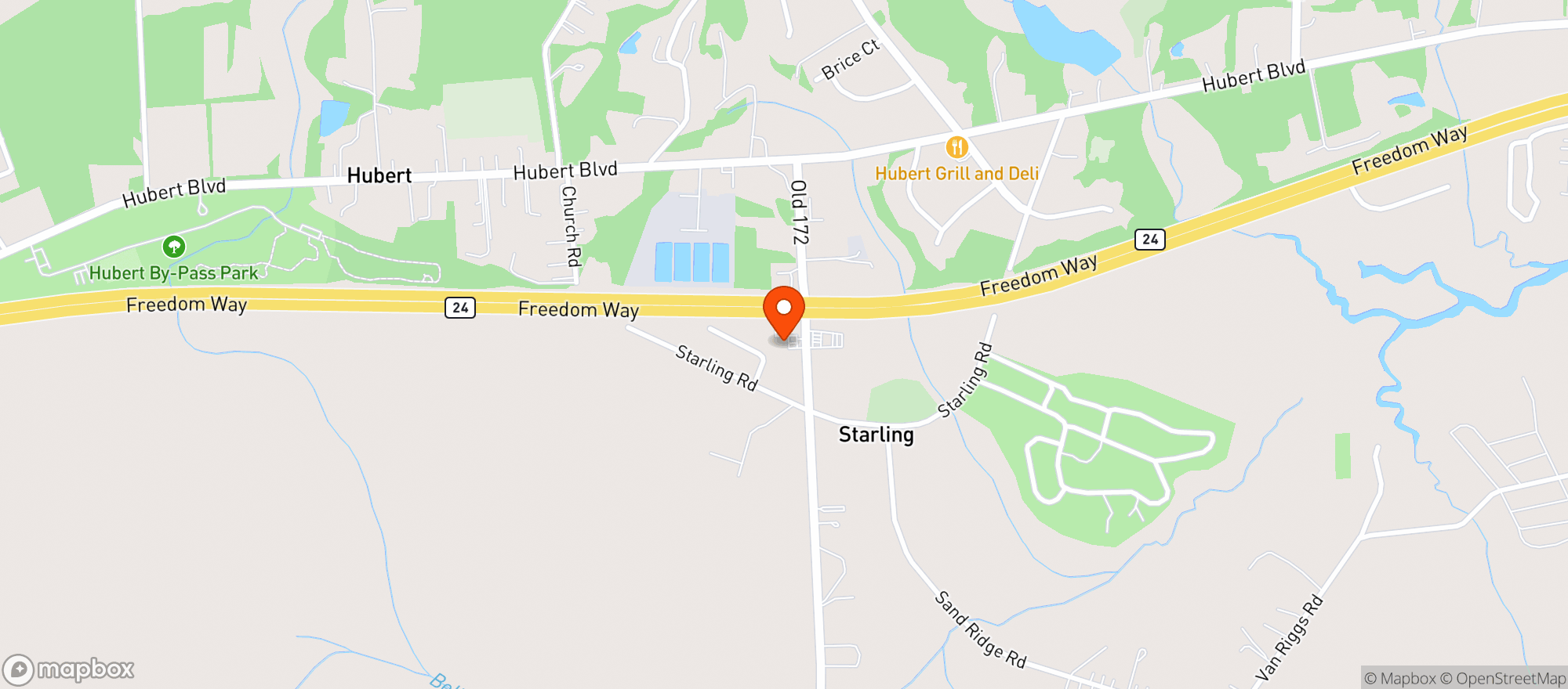 Map showing Lucky Stop - Hubert