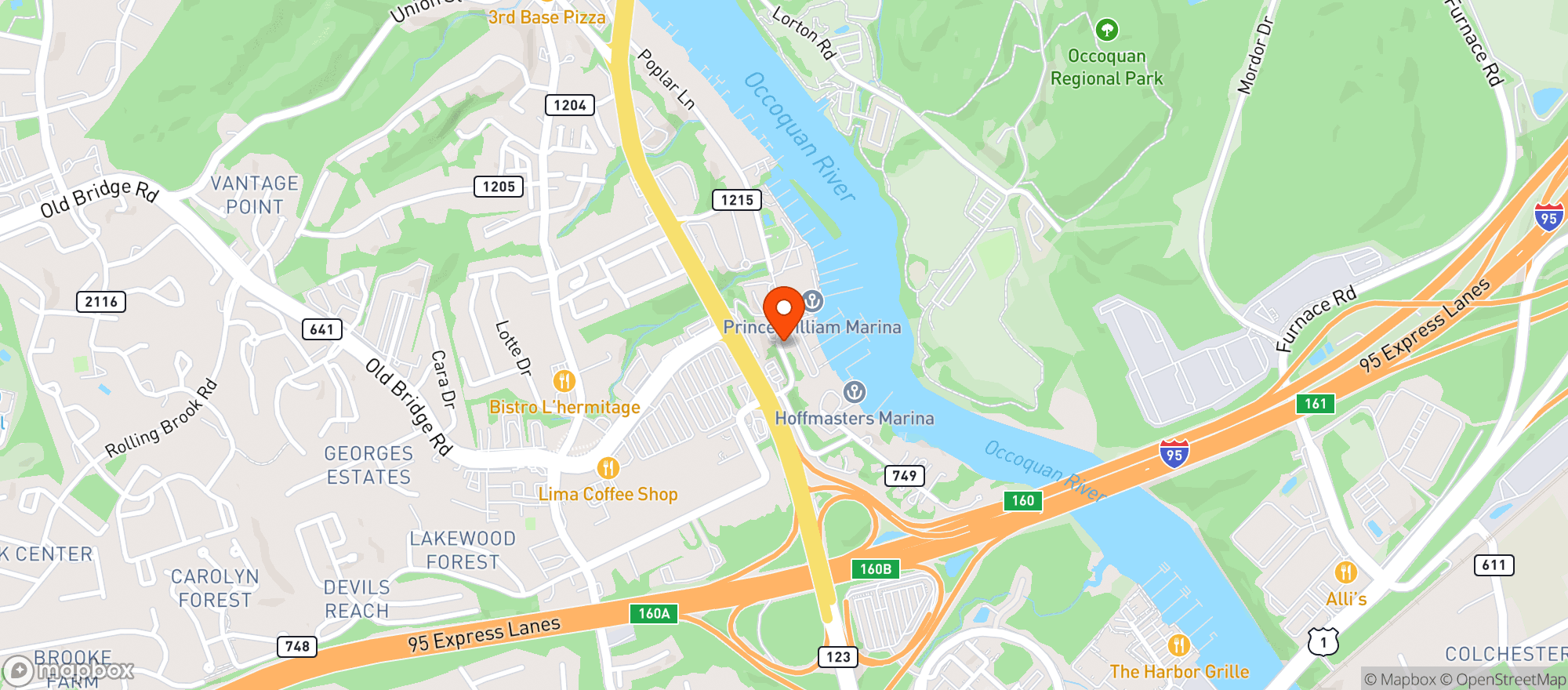 Map showing Electric Palm Restaurant