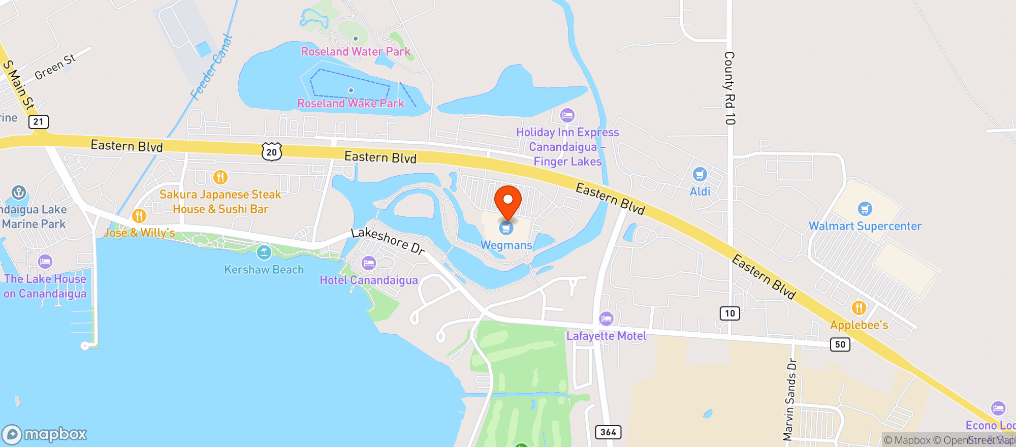 Map showing #11 Wegmans Canandaigua