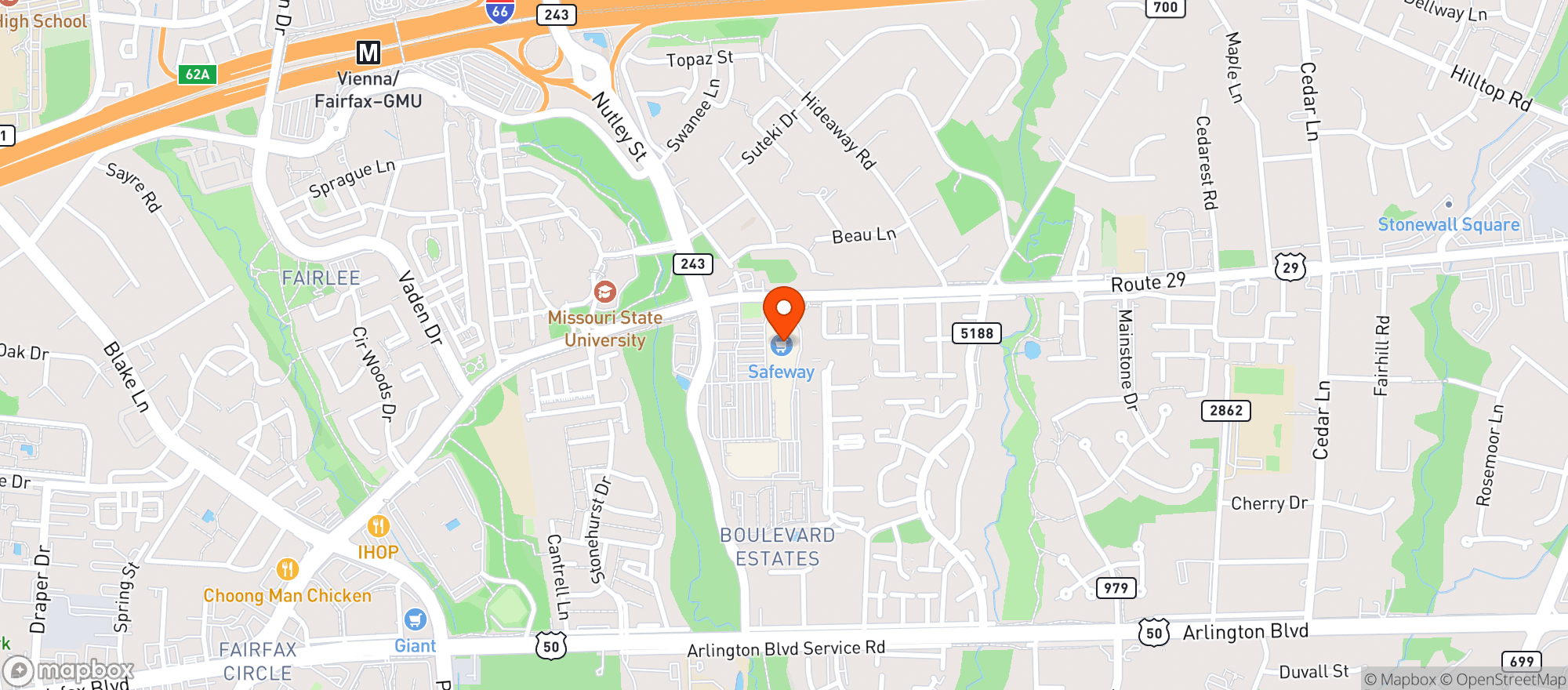 Map showing Safeway Store 2616 #1853