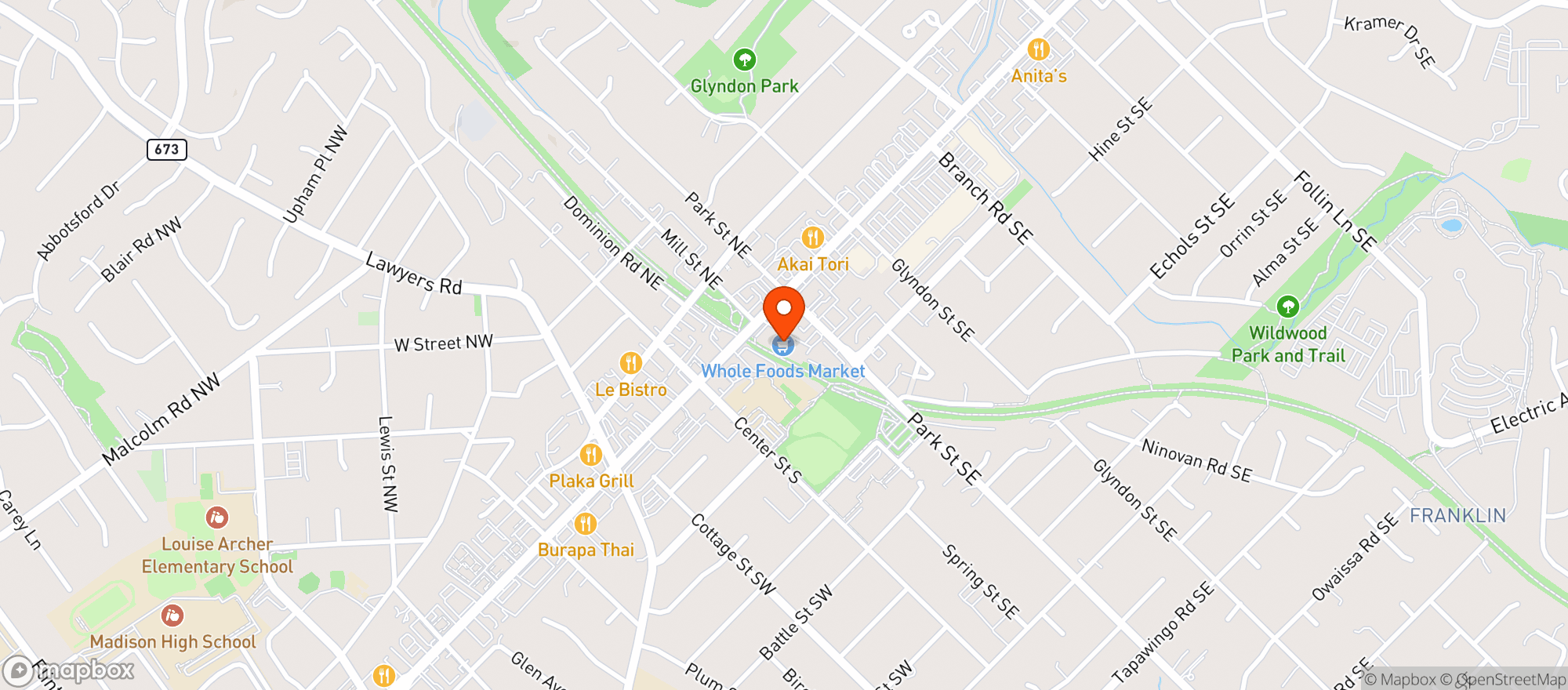 Map showing Whole Foods - Vienna
