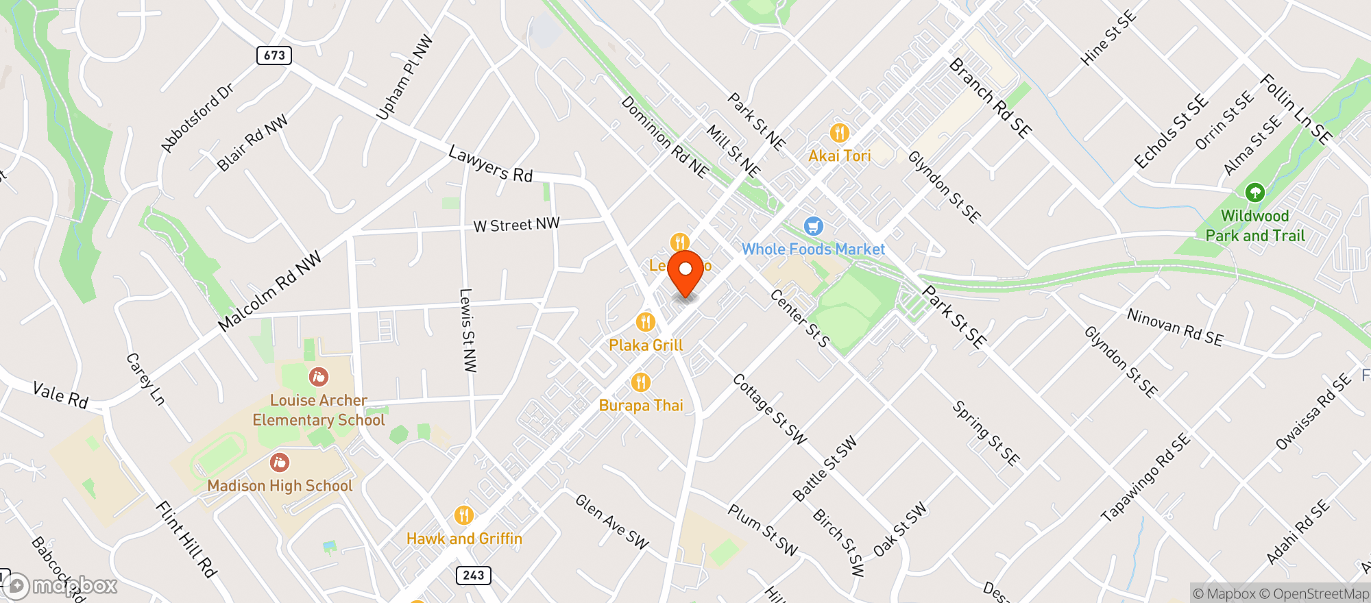Map showing Maple Ave Restaurant