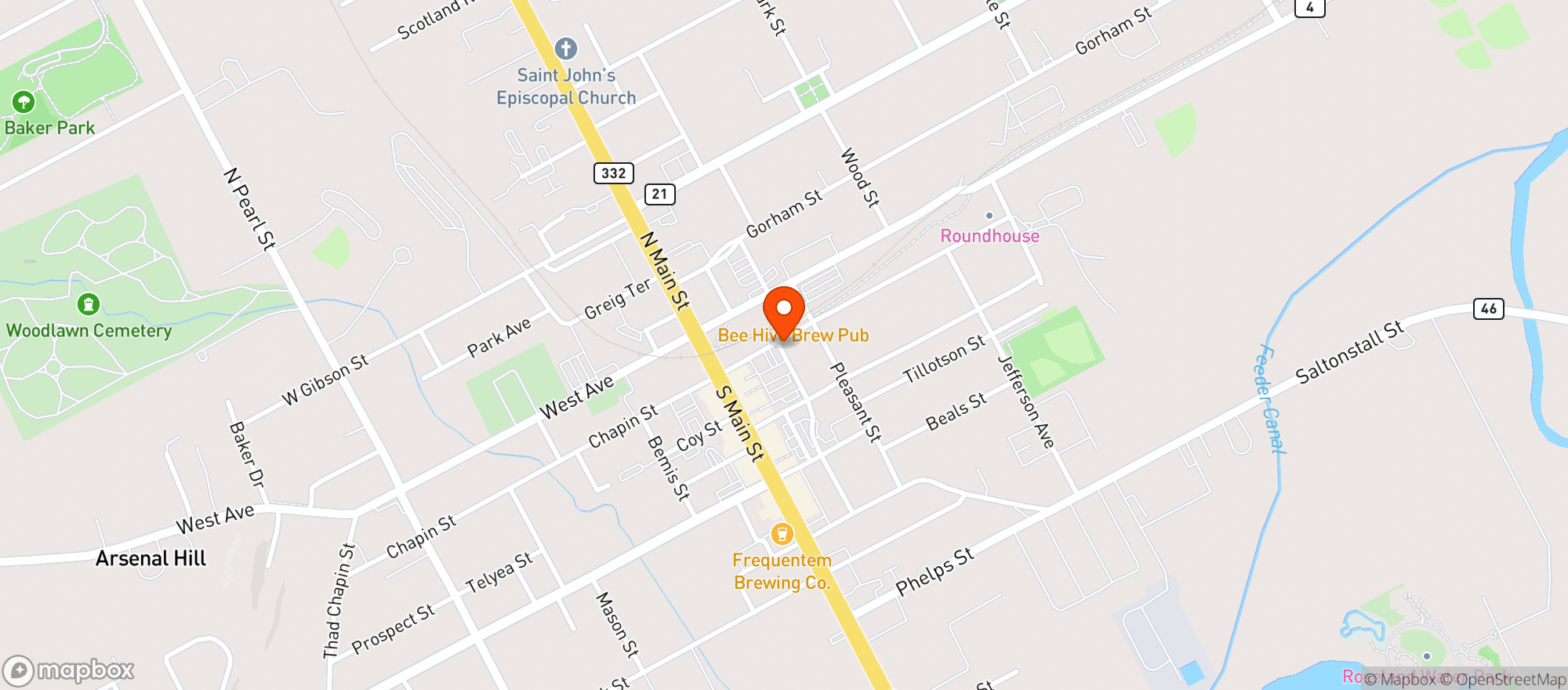 Map showing Greenfront Restaurant