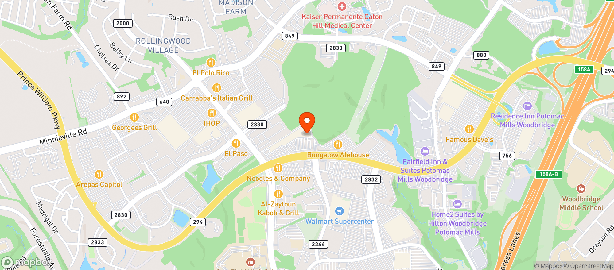 Map showing Total Wine - Woodbridge (222)