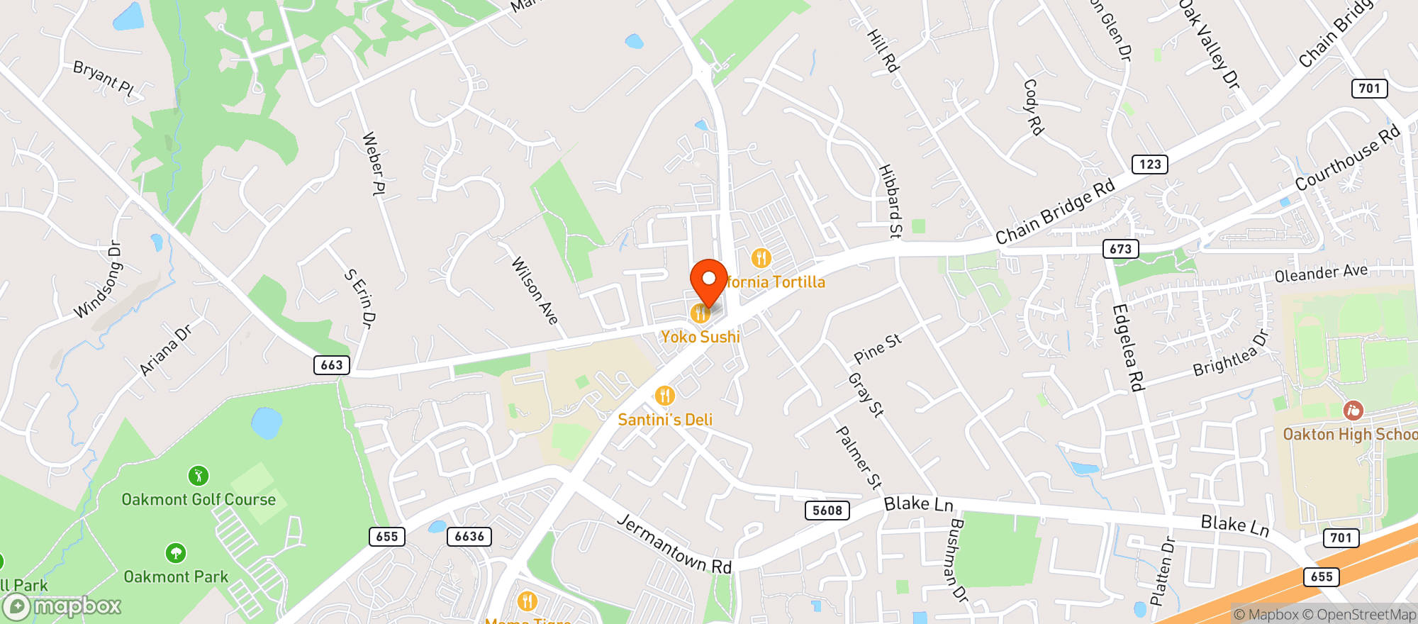 Map showing Yoko Sushi
