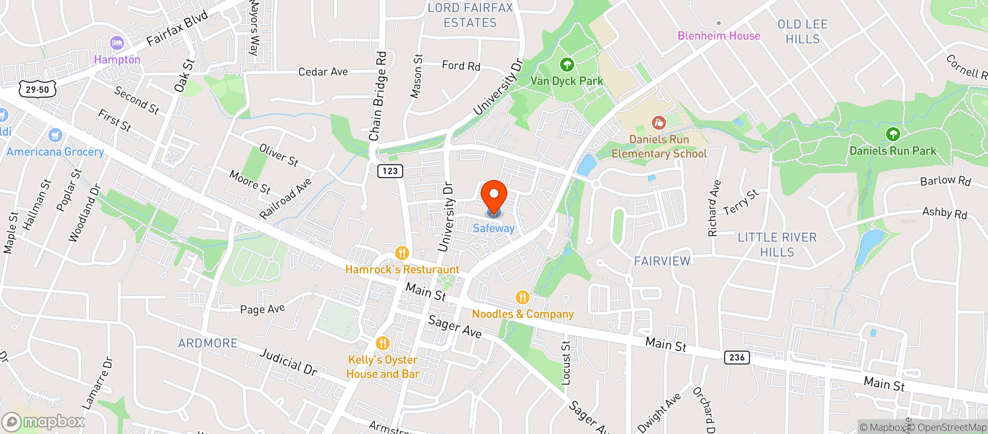 Map showing Safeway #4001