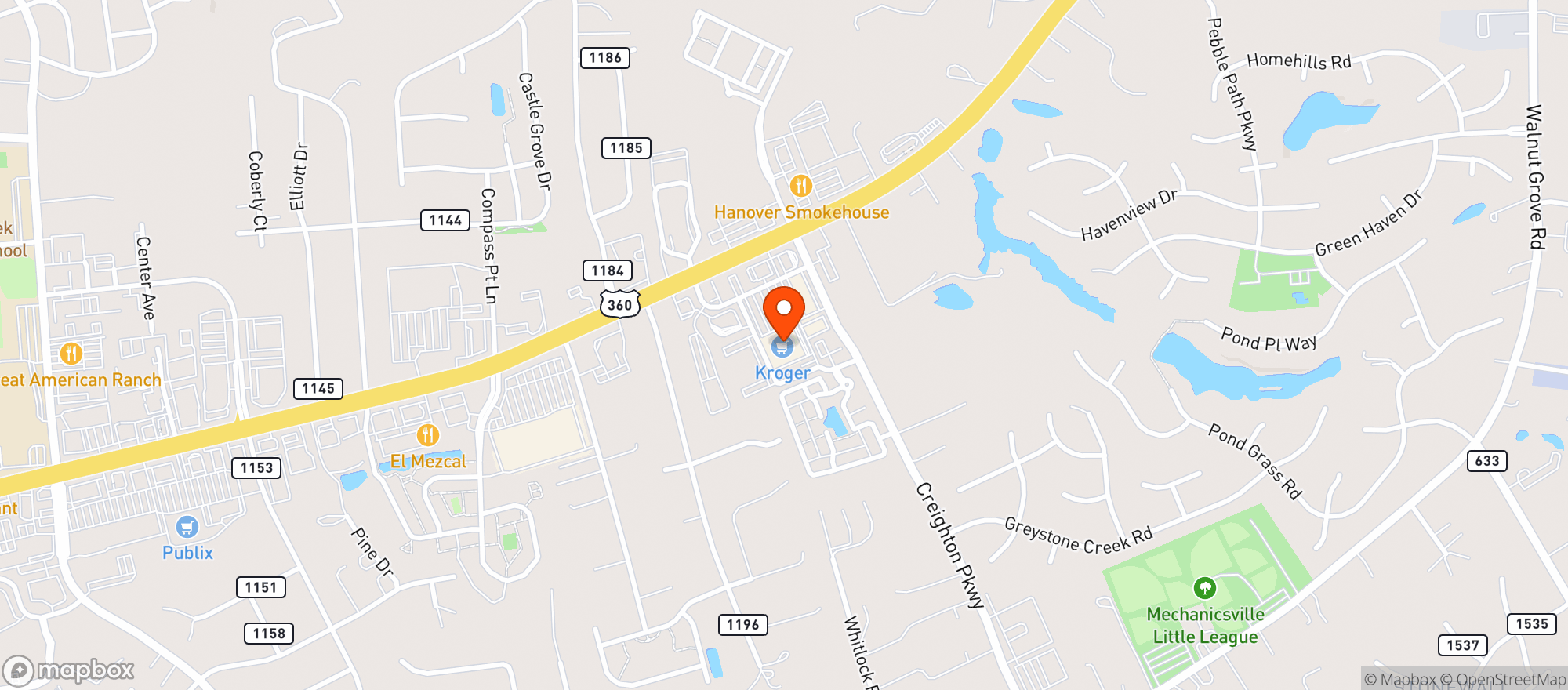 Map showing Kroger