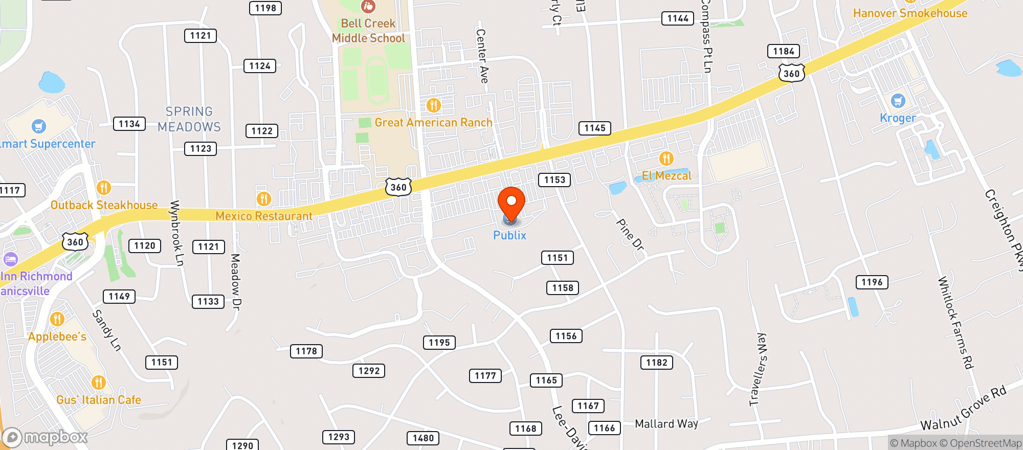 Map showing Publix