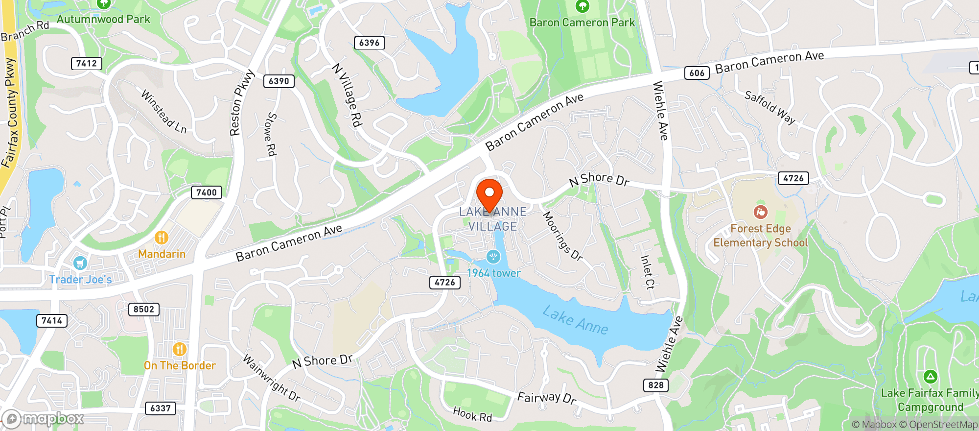 Map showing Lake Anne Coffee House