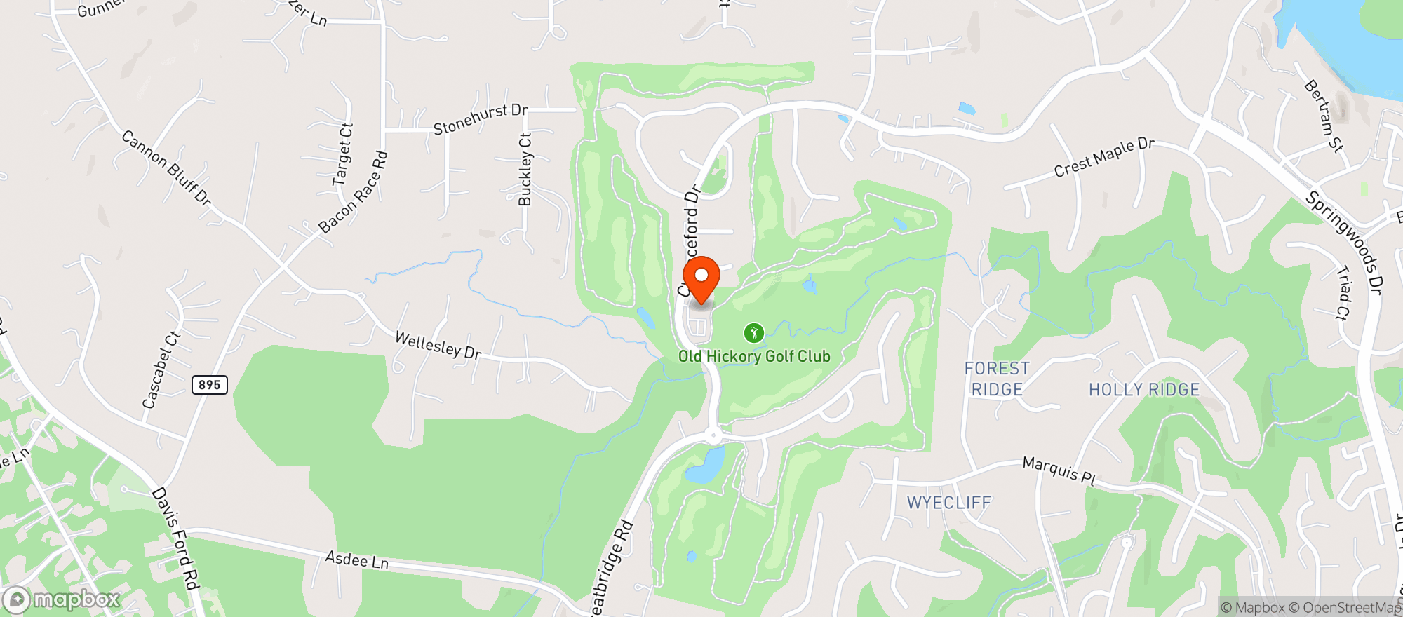 Map showing Old Hickory Golf Club
