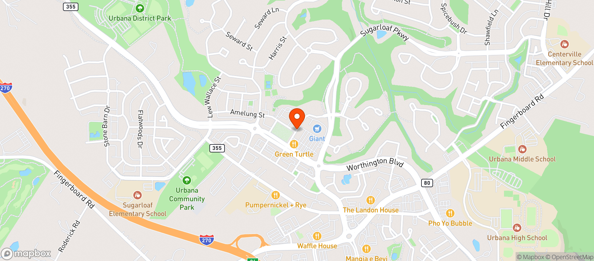 Map showing Urbana Liquors