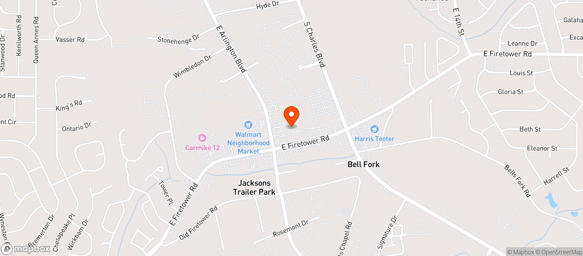 Map showing Tie Breakers Sports Bar & Bill