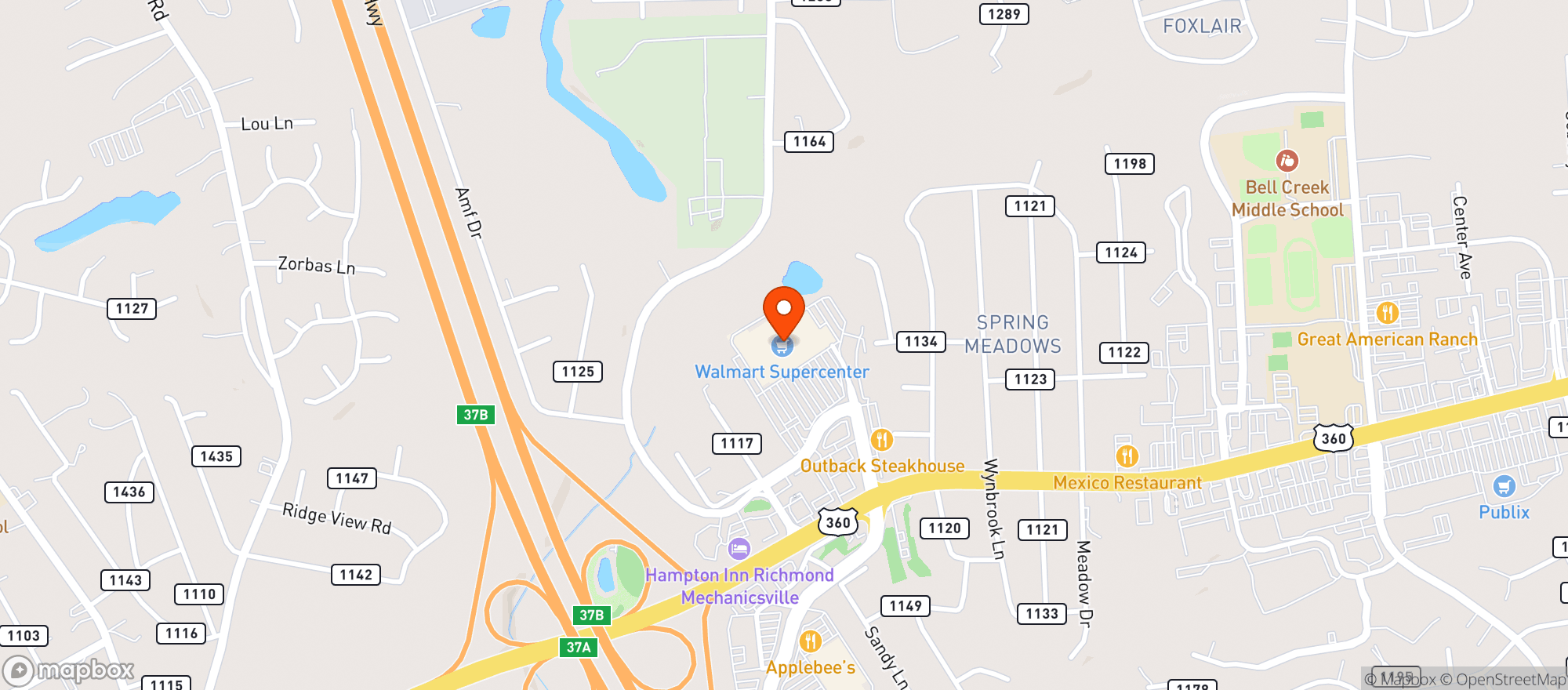 Map showing WALMART SUPERCENTER