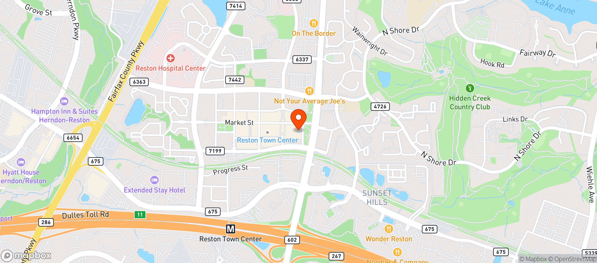 Map showing Hyatt Regency Reston