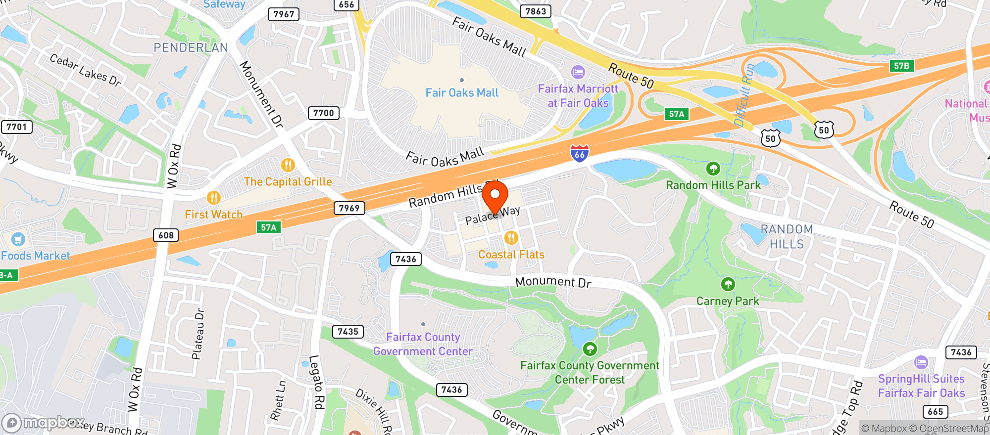 Map showing California Pizza Kitche #195