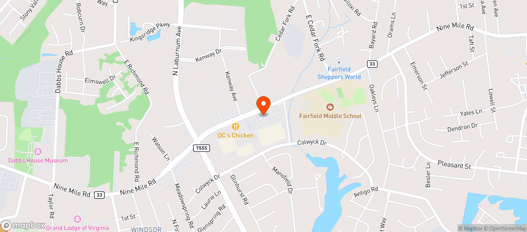 Map showing WALMART SUPERCENTER #7032