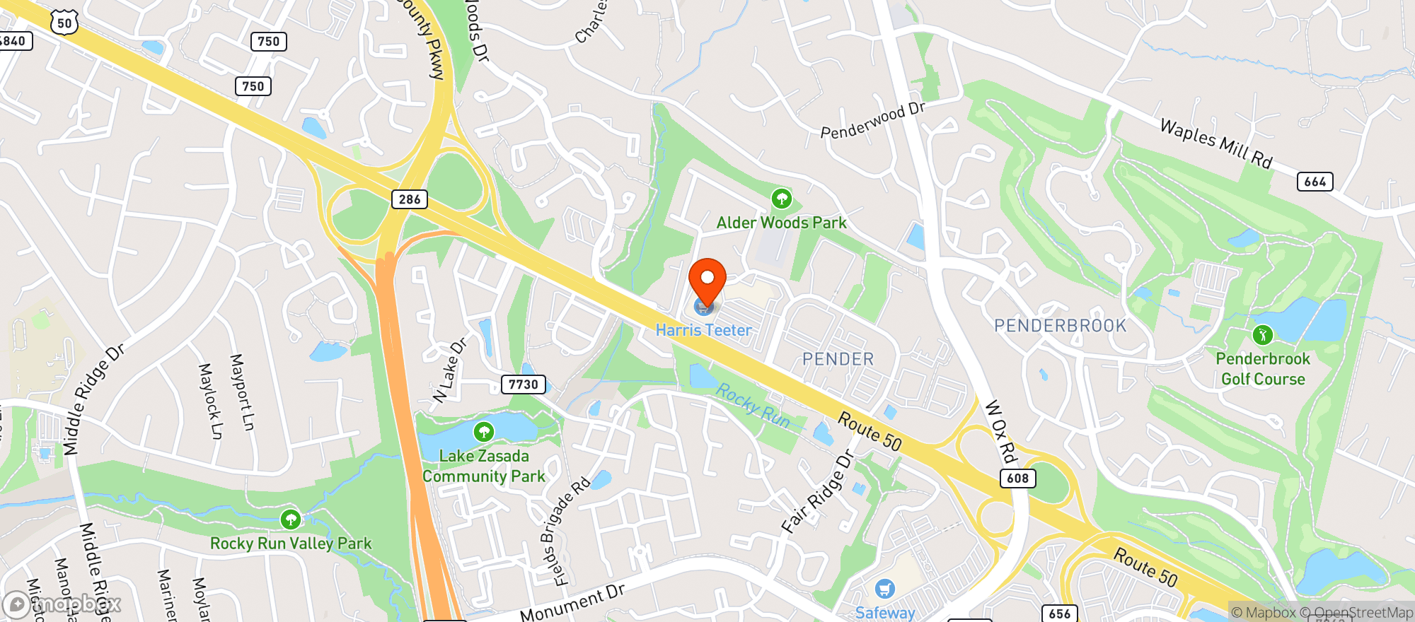 Map showing Harris Teeter