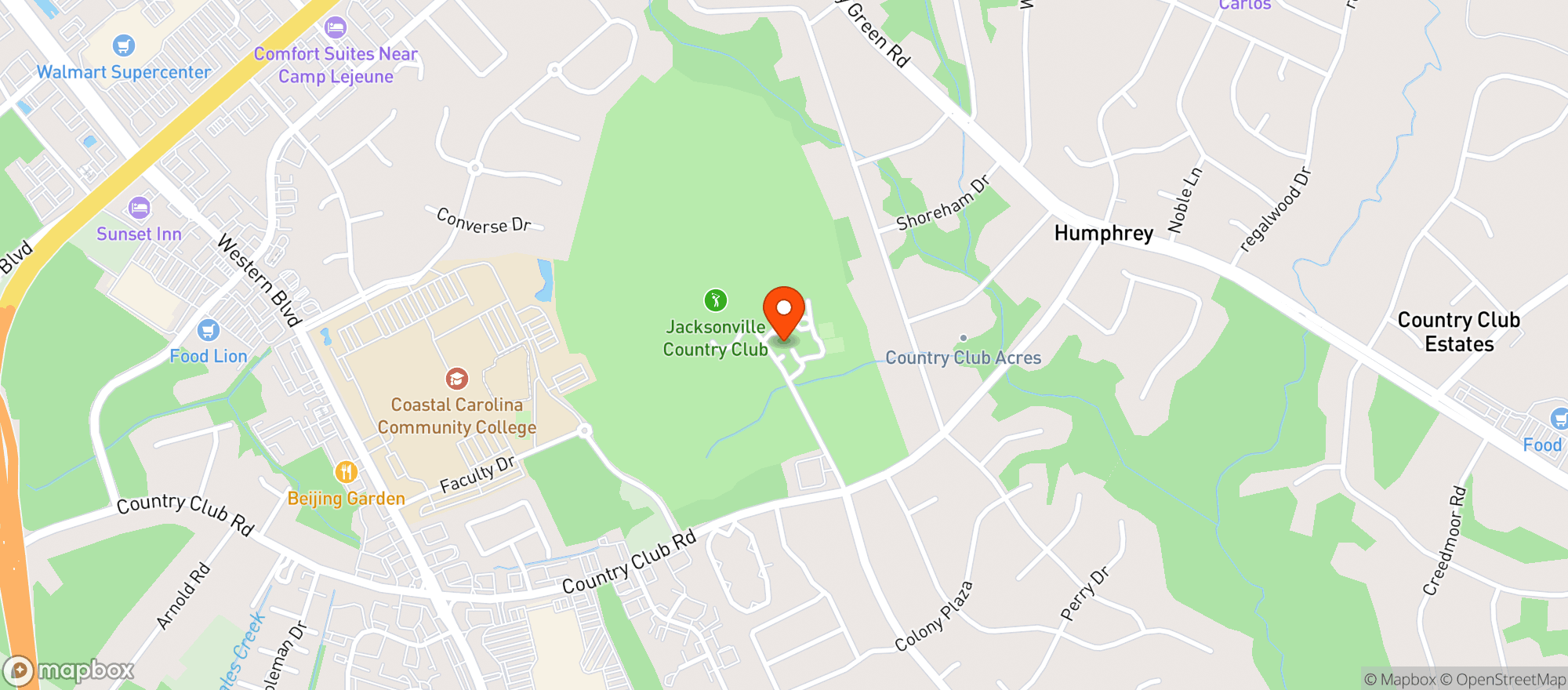 Map showing Jacksonville Country Club