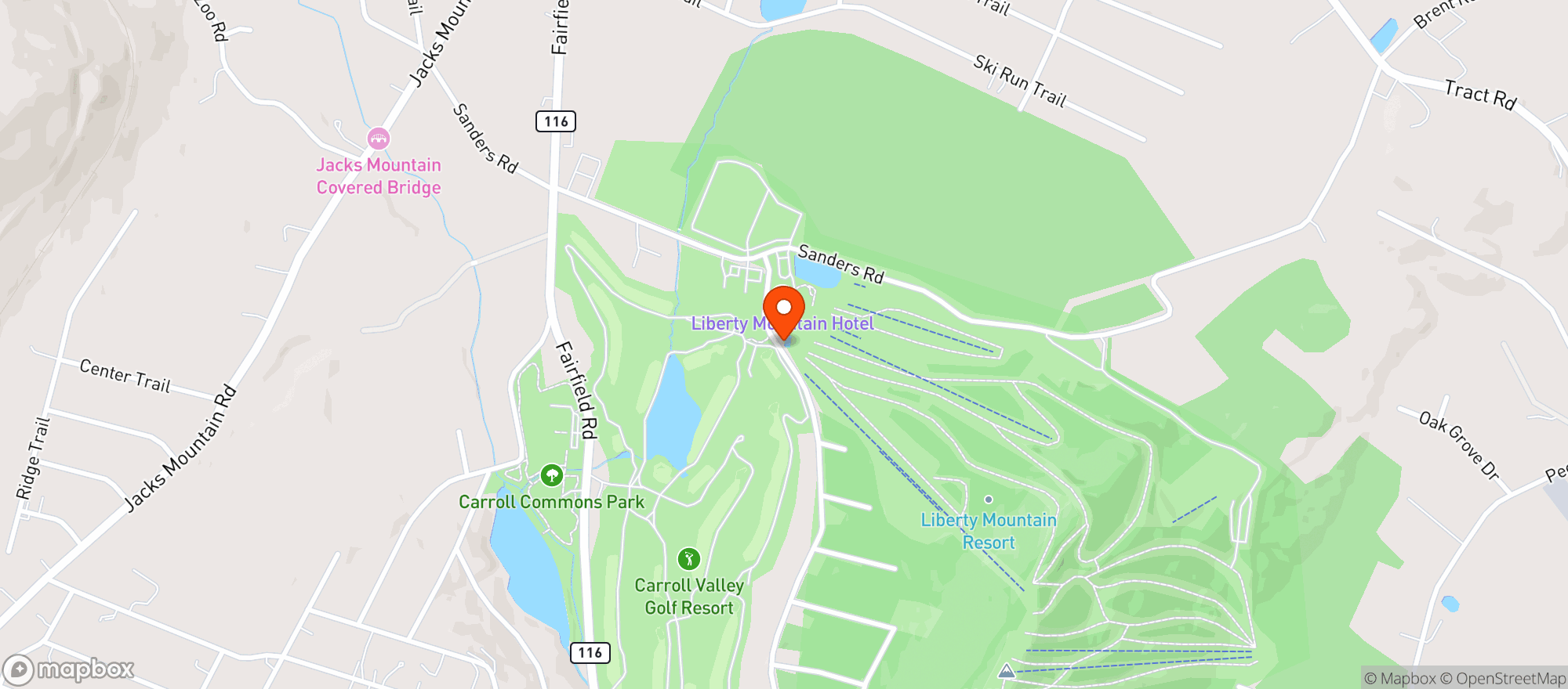 Map showing Liberty Mountain Resort