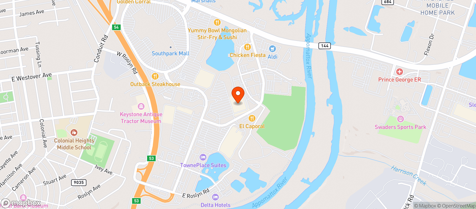 Map showing Target - Colonial Heights