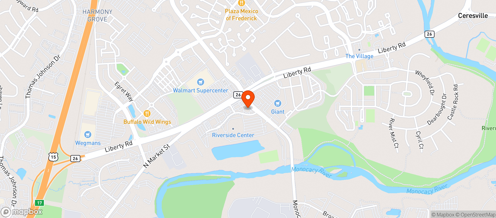 Map showing Riverside Liquors