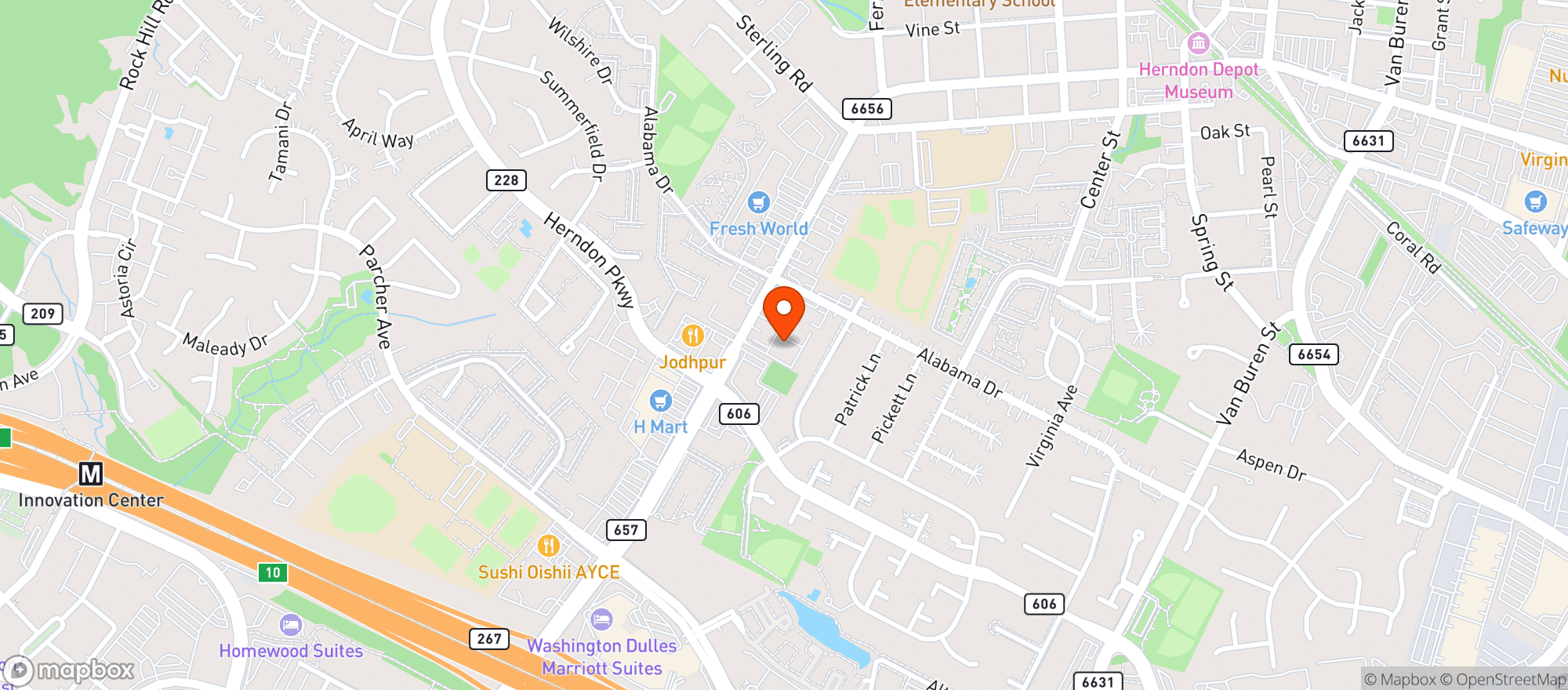 Map showing Amphora Diner Deluxe