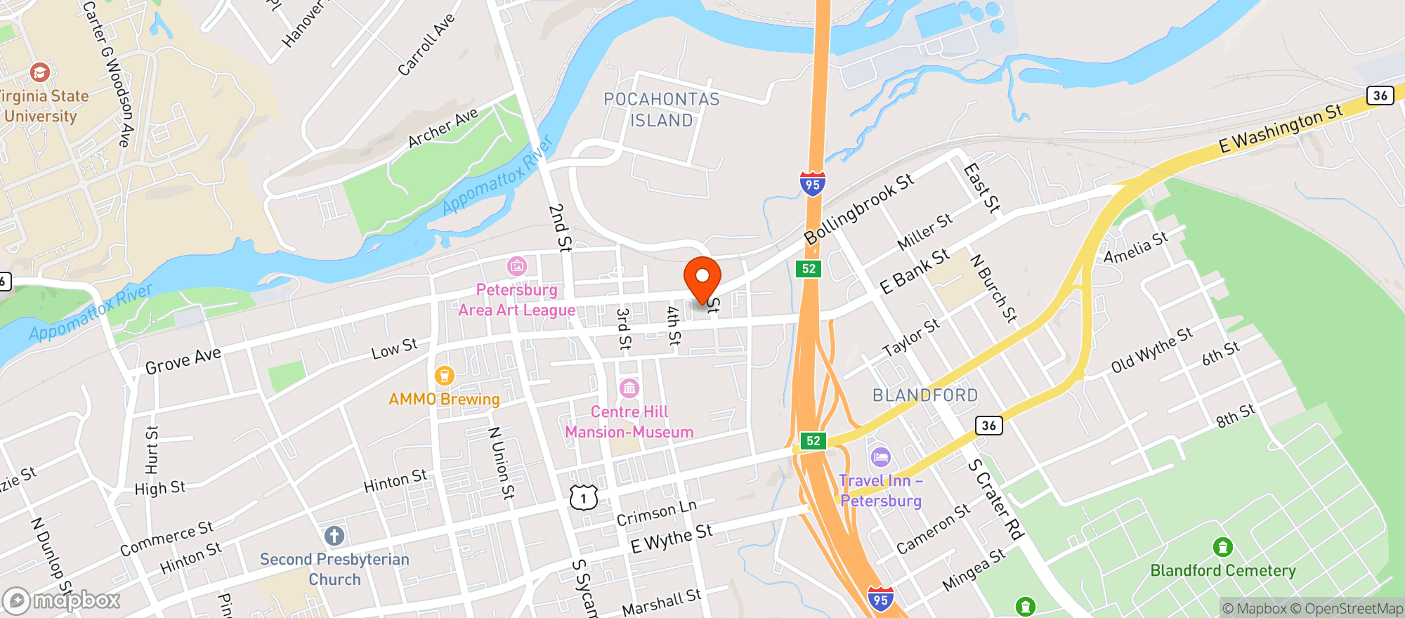 Map showing Saucy's Sit Down