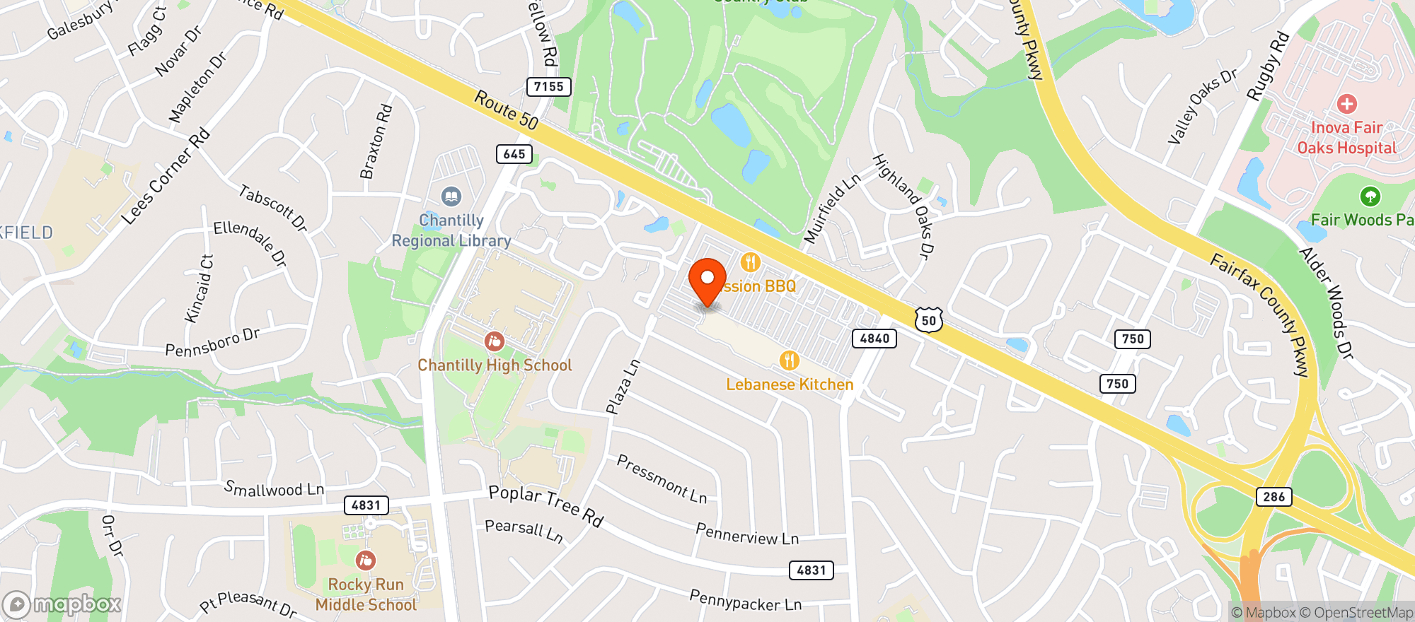 Map showing TOTAL WINE - CHANTILLY
