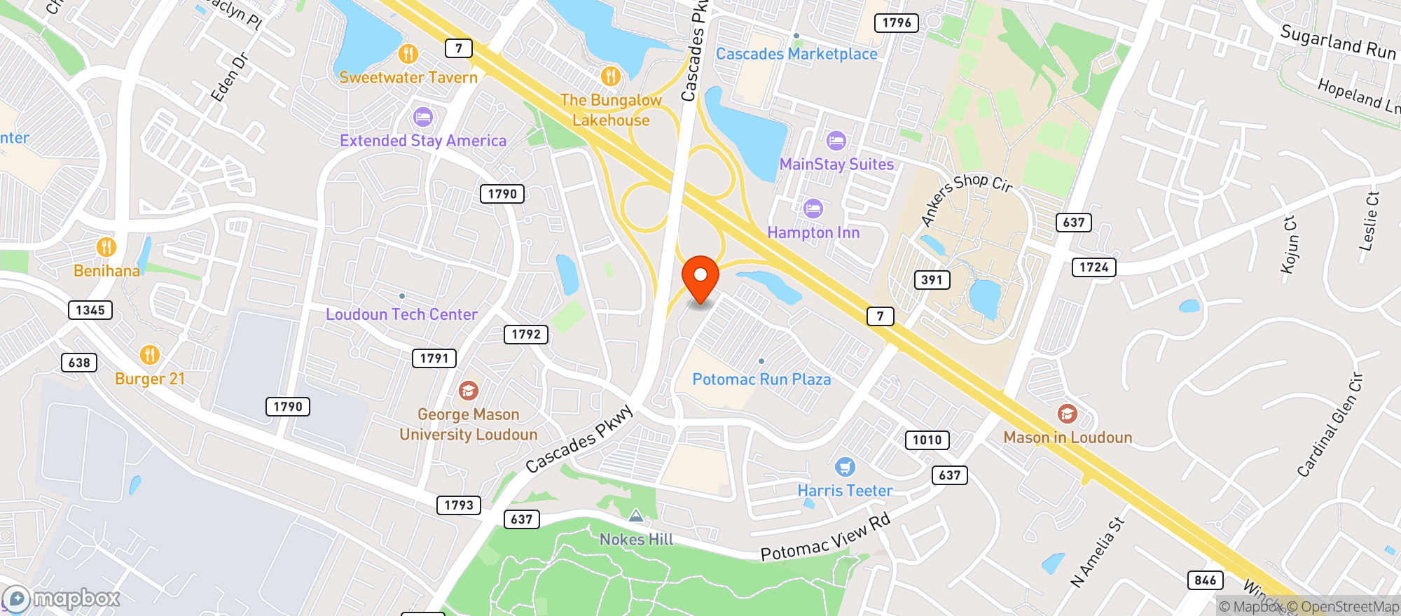 Map showing Door Dash