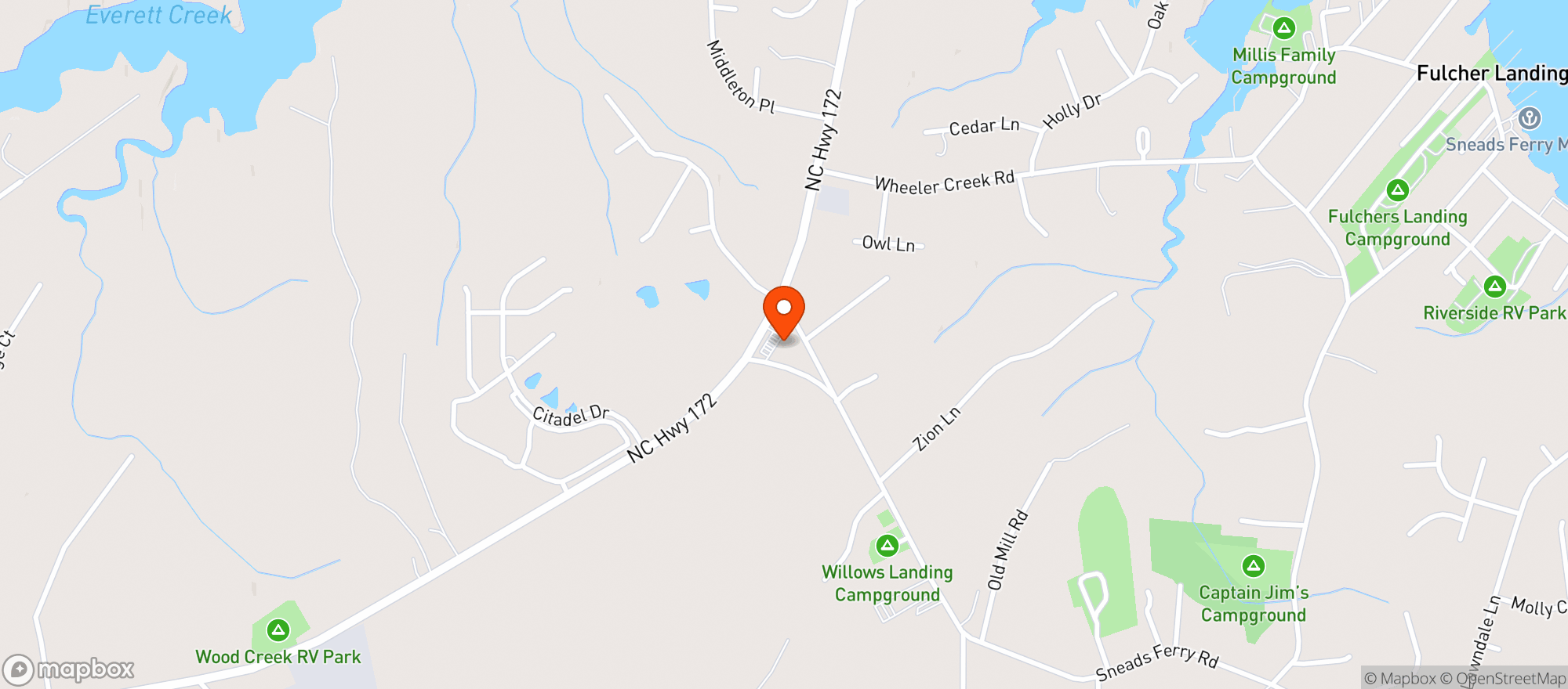 Map showing Handy Mart #4707 - Sneads Ferry