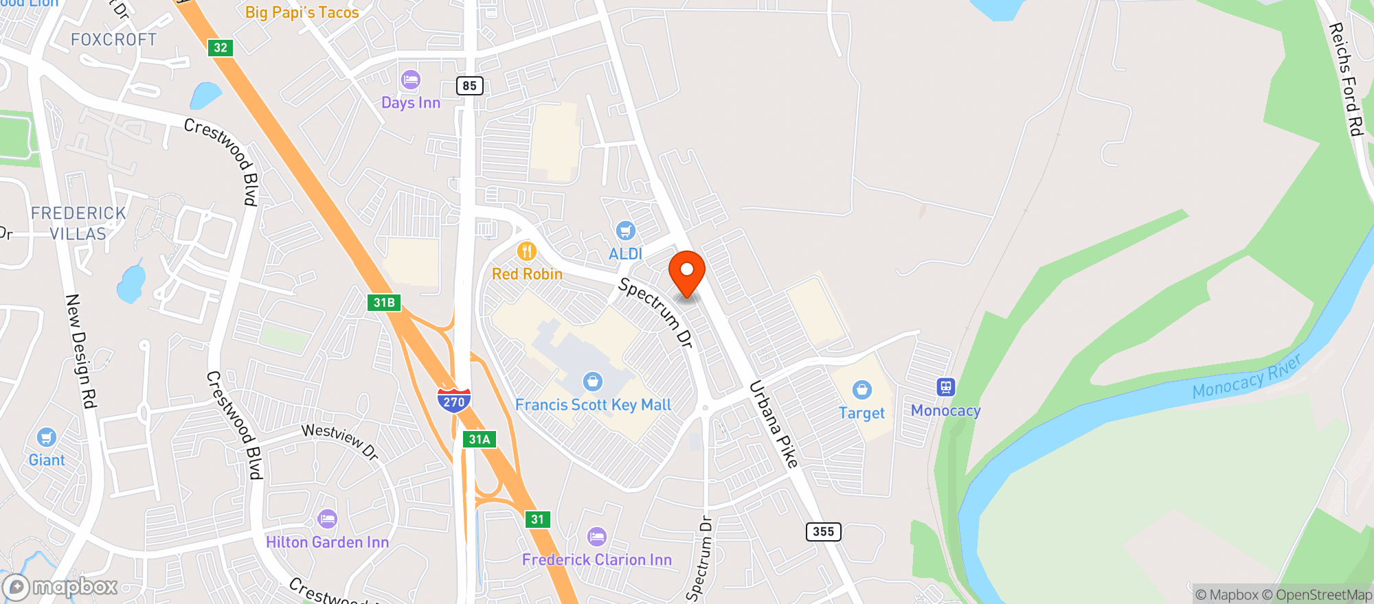 Map showing Applebees Neighborhood Grill & Bar