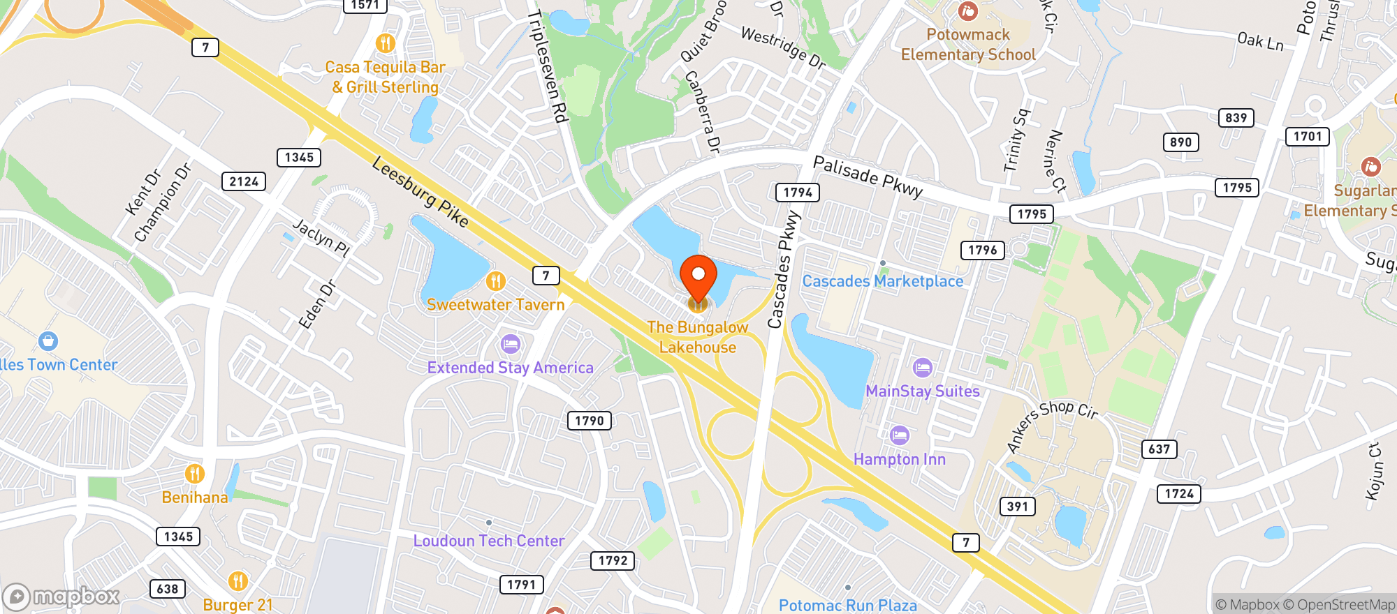 Map showing The Bungalow Lakehouse